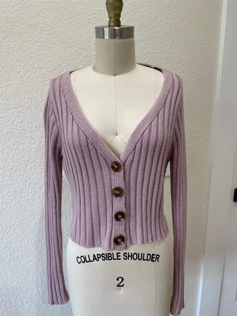 RSQ Lilac Ribbed Button-Front Cardigan